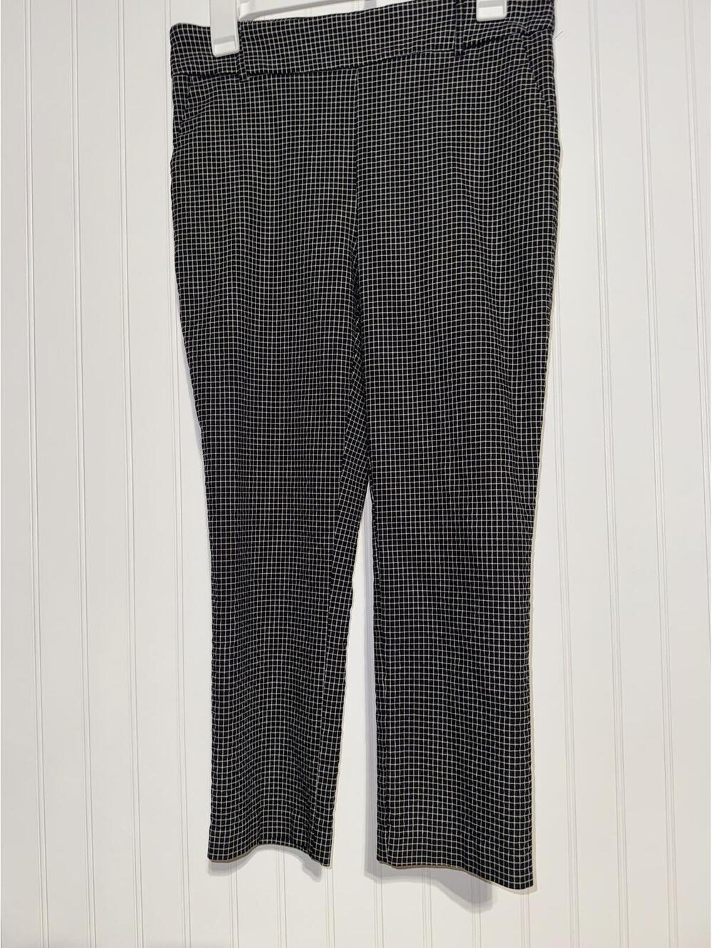 Jules & Leopold Black White Grid Stretch Pull On Dress Pants Women Size M